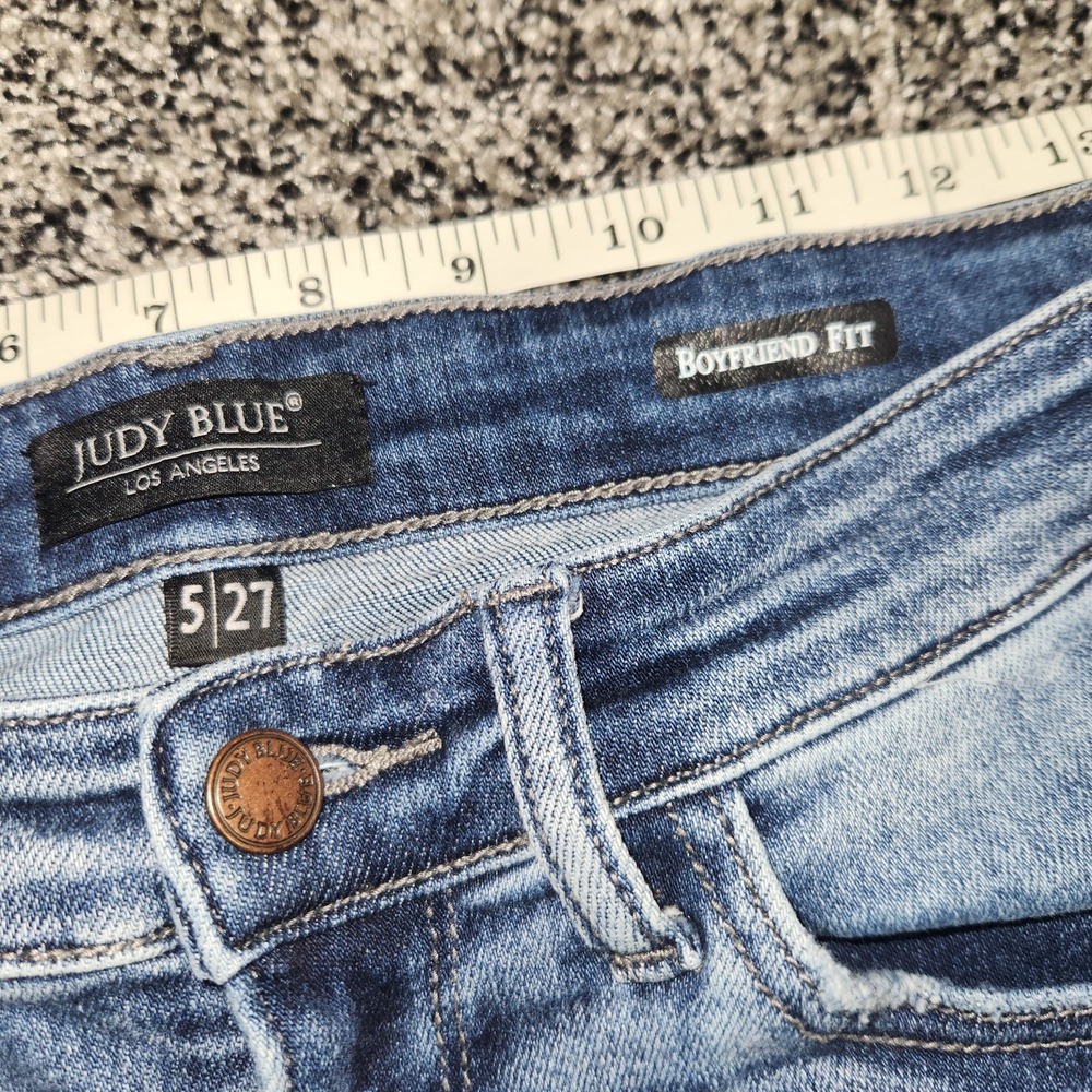 Judy Blue Boyfriend Fit Splatter Paint Ripped Jeans Stretch Women 5/27 Mid Rise - Picture 6 of 12